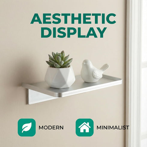 EHKIT Small Floating Shelf Heavy Acrylic Adhesive Stick on Sticky Strips/Nail Screws Wall Mount Bathroom Organizer