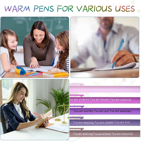 Janlaugh 30 Pcs Inspirational Pens Bulk, Motivational Ballpoint Pens with Stylus Tip, Funny Positive Gifts for Office,