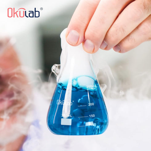 Glass Erlenmeyer Flask Set, Borosilicate Glass 3.3, Includes Vol. 50, 150, 250, 500, 1000ml, Printed Graduation