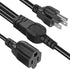 4 Outlet Power Cord, NEMA 5-15P to 5-15R 1 to 4 Y Splitter, 20 Inch Extension Cord Splitter