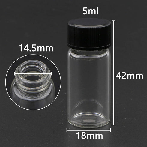 Ellbest 5ml (0.17 Oz) Small Glass Vials, Clear Glass Bottles with Screwcap, Pack of 10 for Liquid Sample Collection
