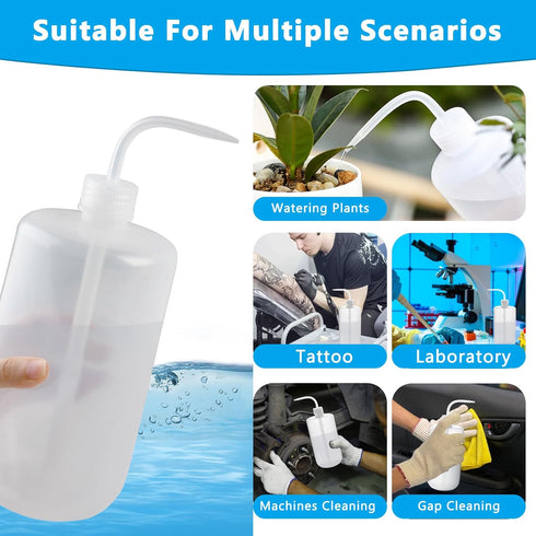 6 Pcs 1000 ml Plastic Wash Bottles, Squeeze Tattoo Wash Bottles for Lab and Gardening
