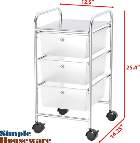 Simple Houseware 3 Drawers Utility Cart, Rolling Storage Organizer on Wheels
