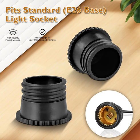 QVQCWD Bulb Bulb E26 (4) Light Socket Caps, Socket Safety Covers for String Lights, Fit Standard & Recessed Holders