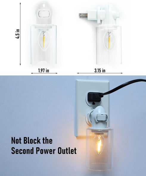 2-Pack 0.5W Modern Plug in Night Light with On Off Switch, LED Night Lights Plug into Wall Socket, Warm Baby Nursery