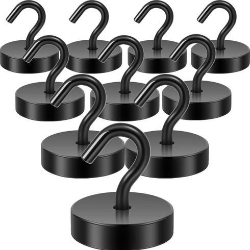 Neosmuk Black Magnetic Hooks, 80lb Heavy Duty Earth Magnets with Hook for Refrigerator, Extra Strong for Hanging