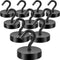 Neosmuk Black Magnetic Hooks, 80lb Heavy Duty Earth Magnets with Hook for Refrigerator, Extra Strong for Hanging