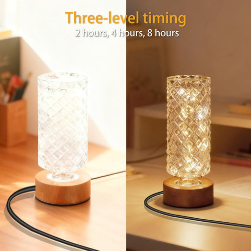 PWTZMYXGS Dimmable Crystal Night Light,Small Bedside Lamp,Nightlight with Timer,Room Decor Desk Lamp,Bedroom,Living