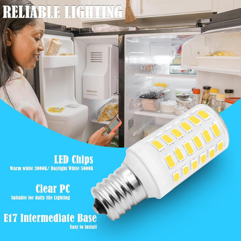 KEI D28x kel 2816x KEI D28a KEL2811 5304517886 LED Refrigerator Light Bulb Replacement - 6W 5000K E17 Intermediate Base