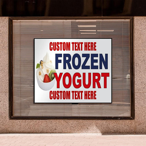 Fastasticdeals Frozen 36x24Inches Custom Decal Stickers Multiple Sizes Yogurt Blue Red Food Bar Restaurant Food Truck
