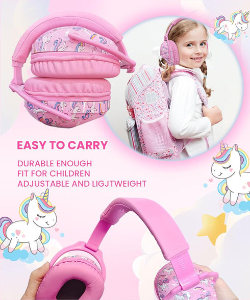 ZOHAN EM030 Noise Cancelling Headphones with Thicker Ear Pads, Adjustable Kids Ear Protection for Monster Jam, Concerts, Fireworks, Air Shows - Pink