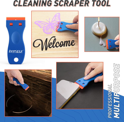 2 Pack 100Pcs DIYSELF Plastic Razor Blade Scraper, Extra Plastic Razor Blades Refills, Plastic Scraper Tool, Razor