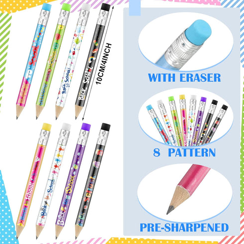 Woanger 72 Pcs Welcome Back to School Pencils First Day of School Pencils Fun Kindergarten Pencils Mini Pencils with Erasers Pencils Gifts for Kids Students Teens Classroom Reward Party Supplies by Woanger