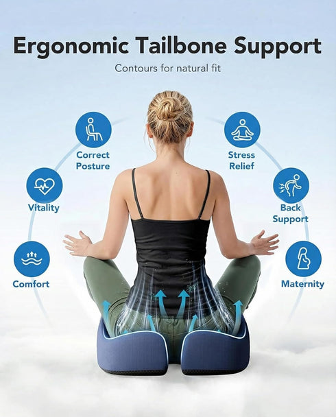 Tailbone 4-Zone HUANUO Ergonomic Seat Cushion for Office Chair, Extra Large Car Seat Cushion, and Back Support, Cooling