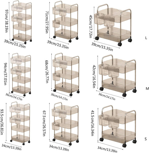 Dtipbah Clear Rolling Beauty Storage Cabinet Multi Shelves Rolling Cart Organizers for Skincare Cosmetics Collection