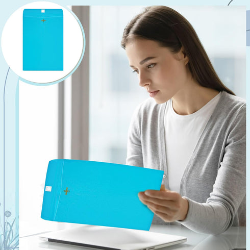 Geyee 100 Pcs Clasp Manilla Envelopes for Storing or Mailing (Blue, 6 x 9 Inch)