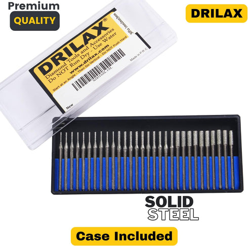 Drilax Diamond Drill Bits for Glass, Sea Glass, Gemstones & Jewelry – 30-Piece Set (1mm, 2mm, 3mm)