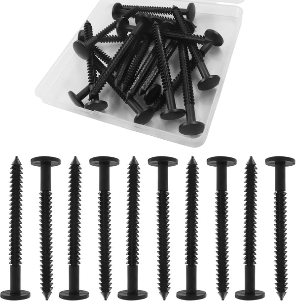 Aoserge 18Pcs 3 Inch Vinyl Shutter Screws - Black Exterior Shutter Fasteners with