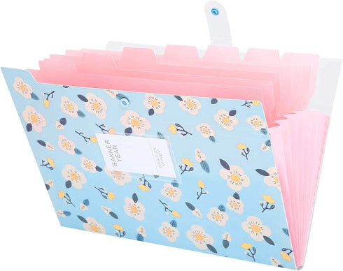 Flower Design Expanding File Folders, 8 Pocket, 4 Pack, A4 Letter Size, Durable Poly Material, 12.8 x 9.3 Inches
