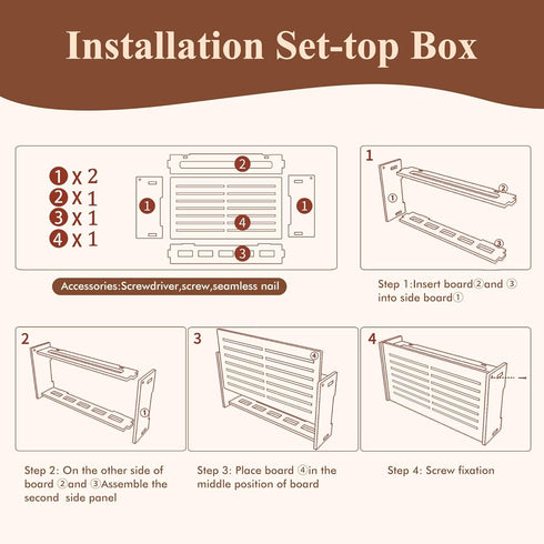 OVECIOPO Router Shelf Wall Mount WiFi Router Box Hider Modem Cover with Cable Management Power Strip Organizer Storage