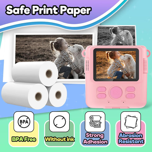 Paper,6 (6 Printer Rolls for Kids Instant Print Camera,HD Printing Thermal Print Paper Rolls)