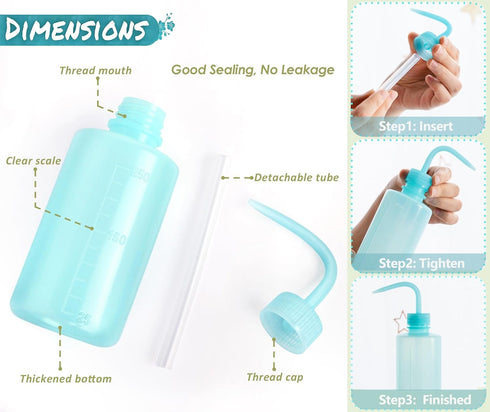 Melphoe Tattoo Wash Bottle Squeeze, 3 Pcs 250ml Squirt Bottle for Succulent Watering, Medical Lab Washing