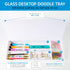 Glassboard Studio Glass Dry Erase Doodle Tray for Desktop Office Supply Storage - Includes 8 Markers and Eraser (White)