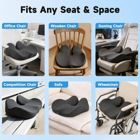 Seat Cushion for Office Chairs Large U-Shaped Memory Foam Desk Chair Cushions for Long Sitting Comfort, Ergonomic Thick