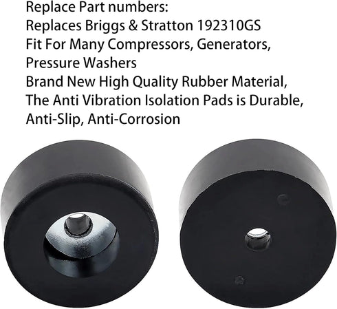 192310GS Air Compressor Anti Vibration Foot Pad, Rubber Feet for Compressors, Generators, Pressure Washers (8/Pack)