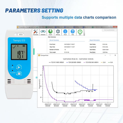 32000 Tzone Reusable Temperature and Humidity Data Logger USB,Temp Recorder Humidity Logger with PDF&CSV Report,Digital