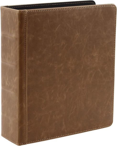 Mini 2 Inch 3 Ring Binder 9.4" x 8.5" - Vintage PU Leather Small Binder for Recipes or Wedding Planner
