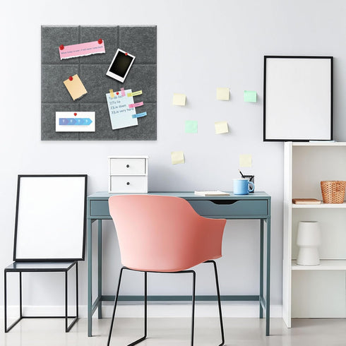 PATIKIL Felt Board Tiles, 12 Pack Self Adhesive Square Wall Bulletin Pin Board with Push Pins for Home Office Decor