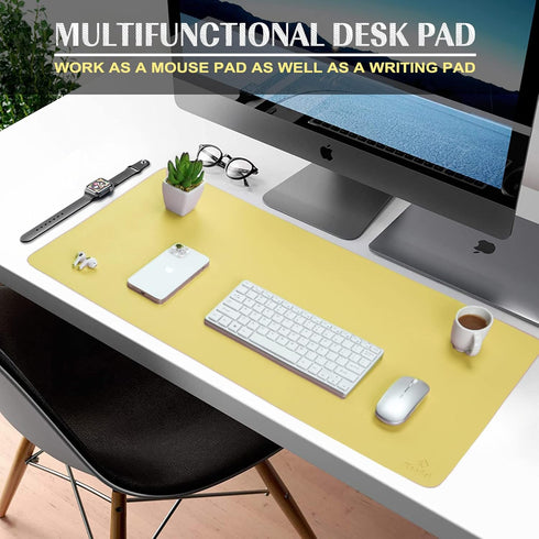 K KNODEL Large Desk Mat, Office Desk Pad, Computer Desk Mat, Laptop Mat for Desk, Desk Protecor Mat, Desktop Mat, Desk Writing Pad, Desk Blotter Pad, Desk Cover Mat (35.4"x17", Yellow) by K KNODEL