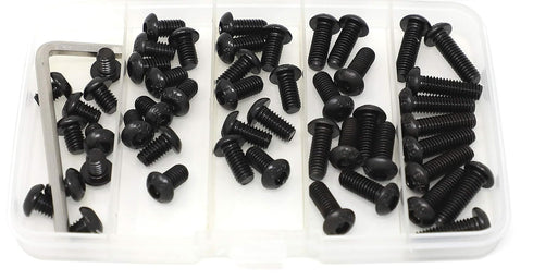 iexcell 50 Pcs M6 x 8/10/12/16/20 Alloy Steel Hex Socket Button Head Cap Screws Assortment Kit, Black Oxide