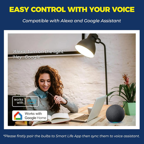 Bulbs 100W 1350LM 11W Bulb A19 E26 2.4G Bulb, 1PC Lightinginside Smart Light Equiv., Smart Works with Alexa/Google