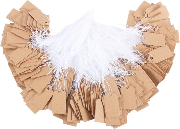 Pengxiaomei Jewelry Price Tags, 700 Pcs Brown Kraft Paper DIY Writable Price Tags with Cotton Rope for Christmas, Gift,