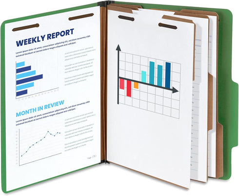 Blue Summit Supplies Green Classification Folders, 10 Pack, Letter Size with 2 Inch Tyvek Expansions
