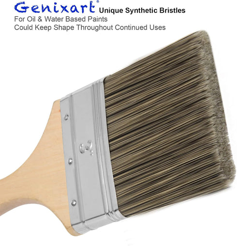 Double Thick Chip Paint Brush Set: Wood Stain Brushes for Painting Walls, 5 Pack Assorted Sizes