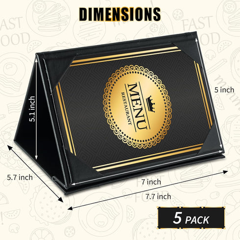 5"x 7",10 Pack 3-Side (5 Pack, 5" 7") Leatherette Table Tents Triangle Menu Holders Picture Frames with Angled Corners