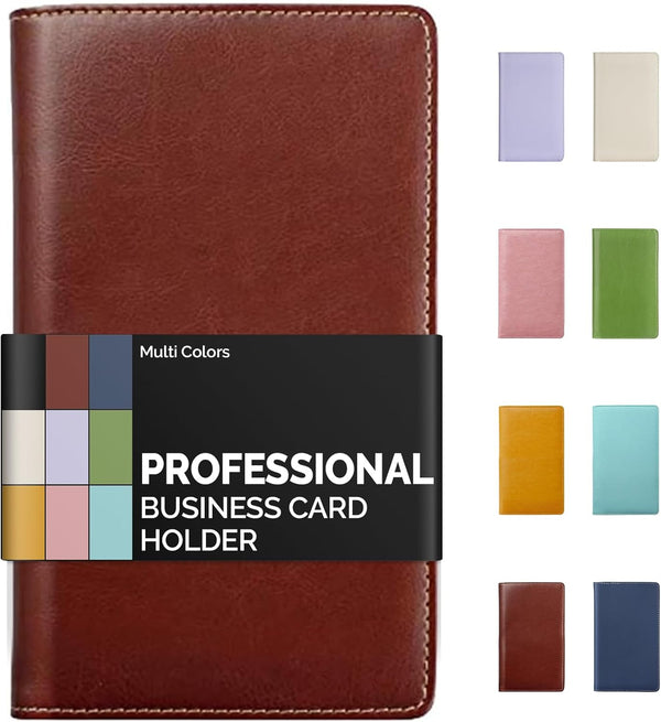 Sooez Leather Professional Business Card Book Holder Organizer - 240 Capacity Credit Card Booklet, PU Name Cards
