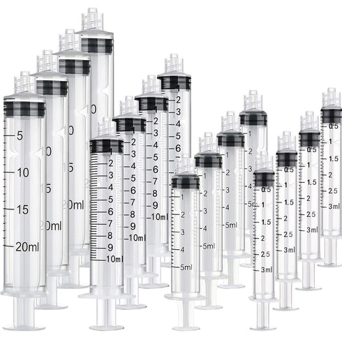 TecUnite 20 Pack Syringe Without Needle, Plastic Curved Syringes for Epoxy Resin, Craft, Feeding Pets, Oil