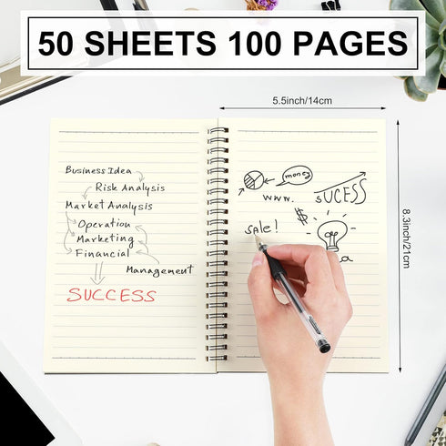 Yahenda Spiral Notebook Bulk, A5 College Ruled Journals, 8.3 x 5.5 Inch, 18 Pcs Thick Paper Notebook