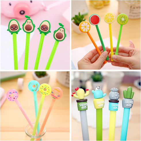 YYaaloa 64pcs Cute Cartoon Novelty Gel Ink Pens, 0.5 mm Black Ink, Assorted Styles, Fun Kawaii Pens for Kids