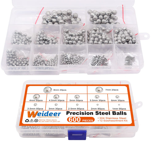 600pcs 12 1-8mm 1mm 2mm 2.5mm 3mm 3.5mm 4mm 4.5mm 5mm 5.5mm 6mm 7mm 8mm K-085-600 weideer Size Stainless Steel