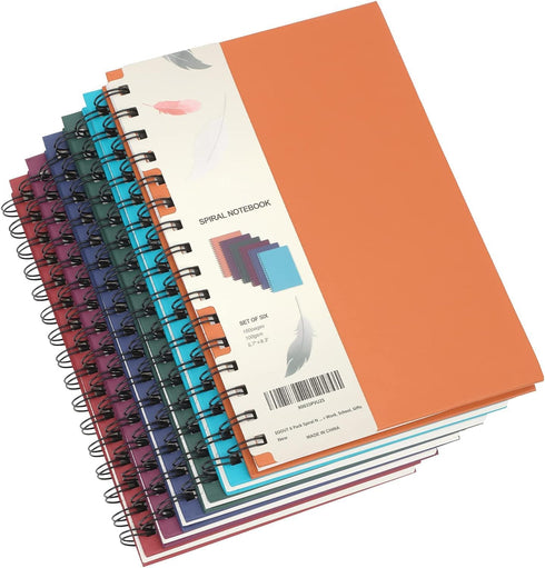EOOUT 6pcs Hardcover Spiral Notebook, College Ruled, 5.5x8.5 Inches, 100GSM Thick Paper, Assorted Jewel Tone Colors