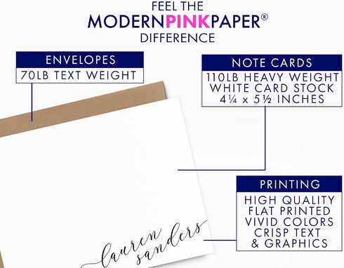 Set, Personalized Stationery for Women, Personalized Script FLAT OR FOLDED Note Cards with Envelopes Personalized