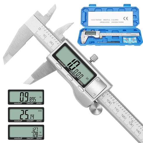Digital Caliper, Sangabery 6 inch Stainless Steel Measuring Tool with Inch/Metric/Fractions Conversion