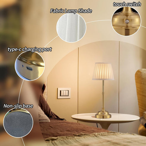 Mr. White Set 2 Dimmable of Cordless Wireless Rechargeable Touch Battery Operated LED Powered Table Lamp for Bedroom