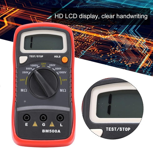 BM500A 1000V LCD Resistance Tester - Digital Insulation Resistance Meter Megohm Meter
