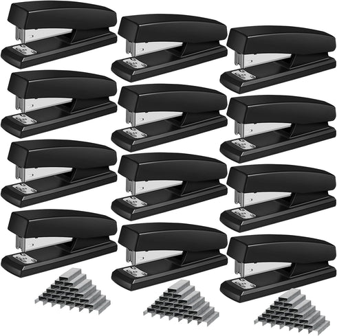 Yahenda 12 Pieces Heavy Duty Desktop Staplers with Staples, 25 Sheet Capacity for School Office